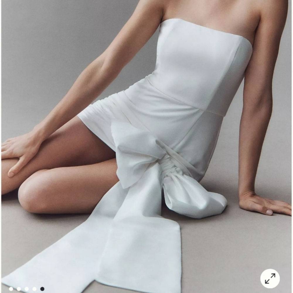 NWT Hutch White Strapless Bow Mini Dress 4 Bridal Graduation